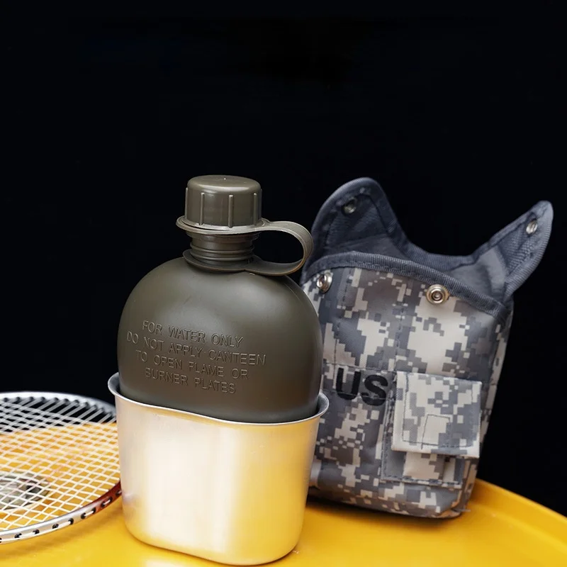 Outdoor Mountaineering Water Cooking Cup Camouflage Belt Lunch Box Individual Camping Sports Military Bottle Flat Tableware Gift