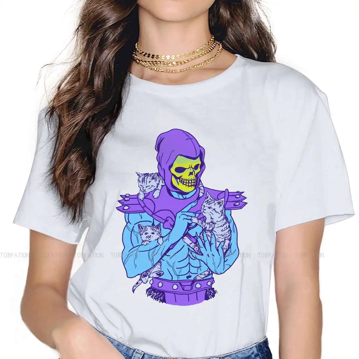 Skeletor Women Clothing He-Man and the Masters of the Universe Female Tshirts Vintage Grunge Loose Tops Kawaii Girls Streetwear