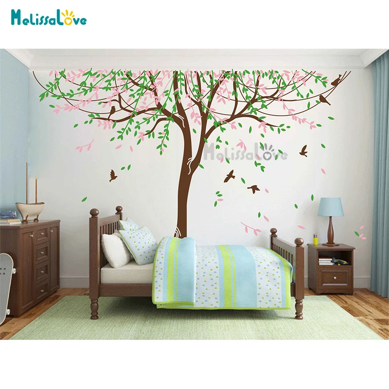 Weeping Willow DIY Large Tree Stickers Bird Kid Room Wallpaper Baby Room Sticker Nursery Vinyl Wall Decal B920