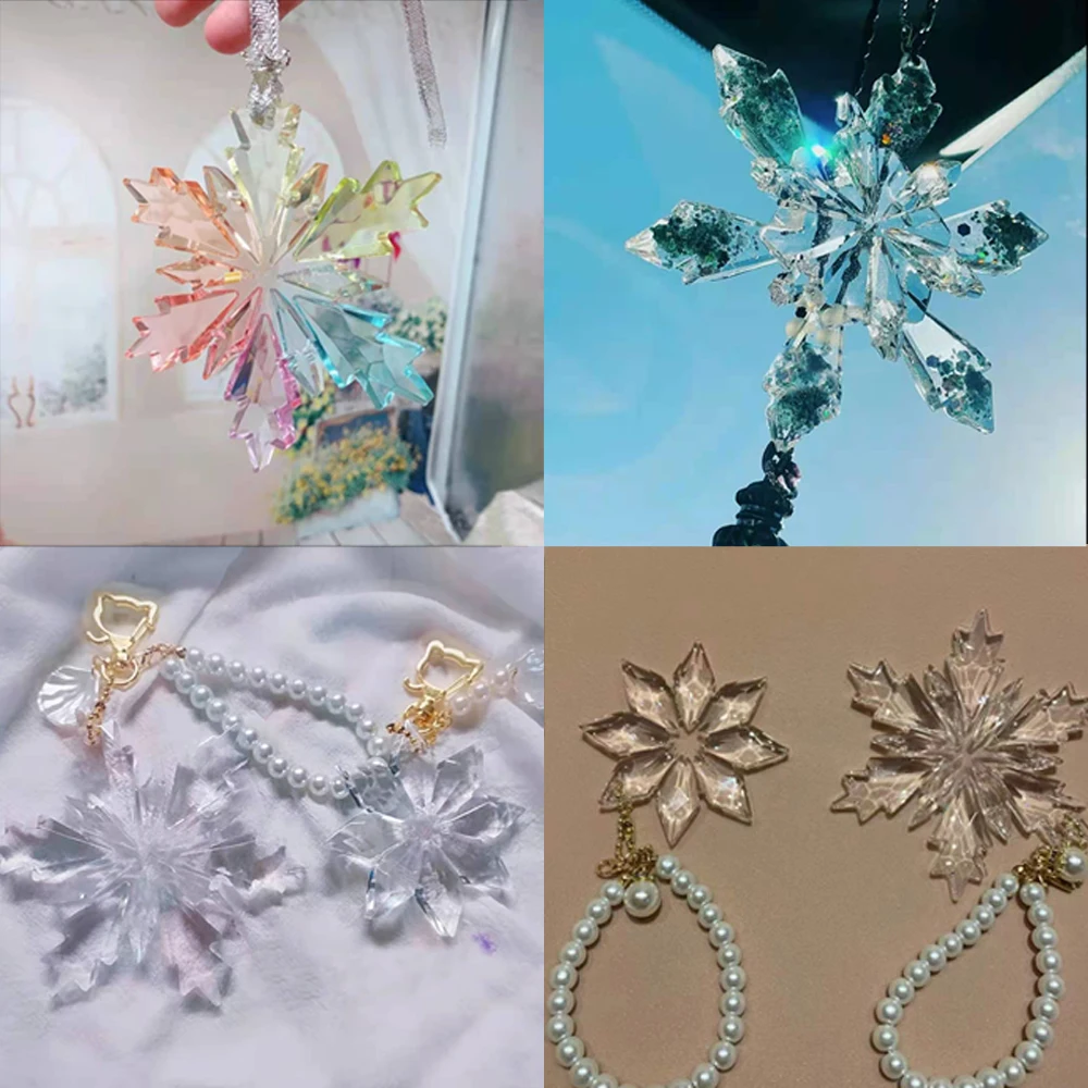 New Christmas Multi Shapes Snowflake Pendant Silicone Mold Hanging Epoxy Resin Mould For DIY Christmas Tree Decor Jewelry Making