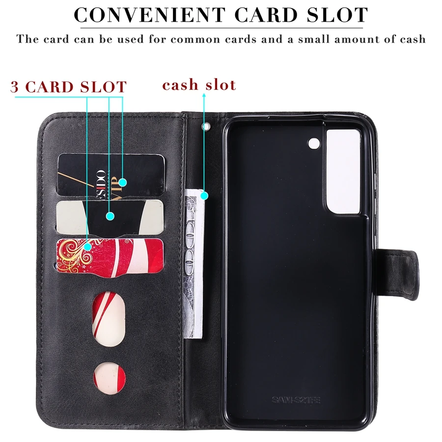 For Samsung Galaxy A02S A12 A21S A51 A52 A71 A72 Zipper Wallet Case For Samsung S21 S20 S10 E S9 Plus Note 9 10 20 Leather Case