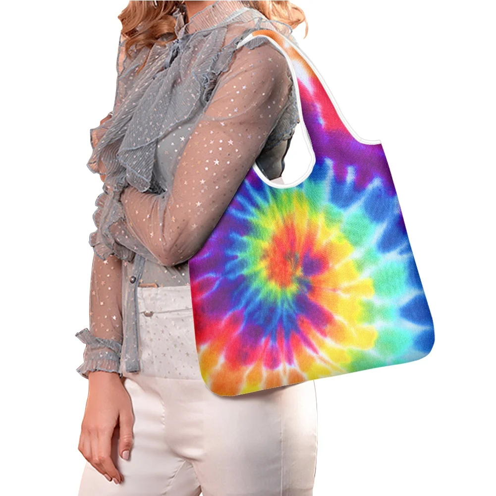 Hycool Custom Gift Anime Bag Color Tie Dye Printing Tote Bags For Women Picnic Kitchen Handbags For Women 2021 Designer Luxury