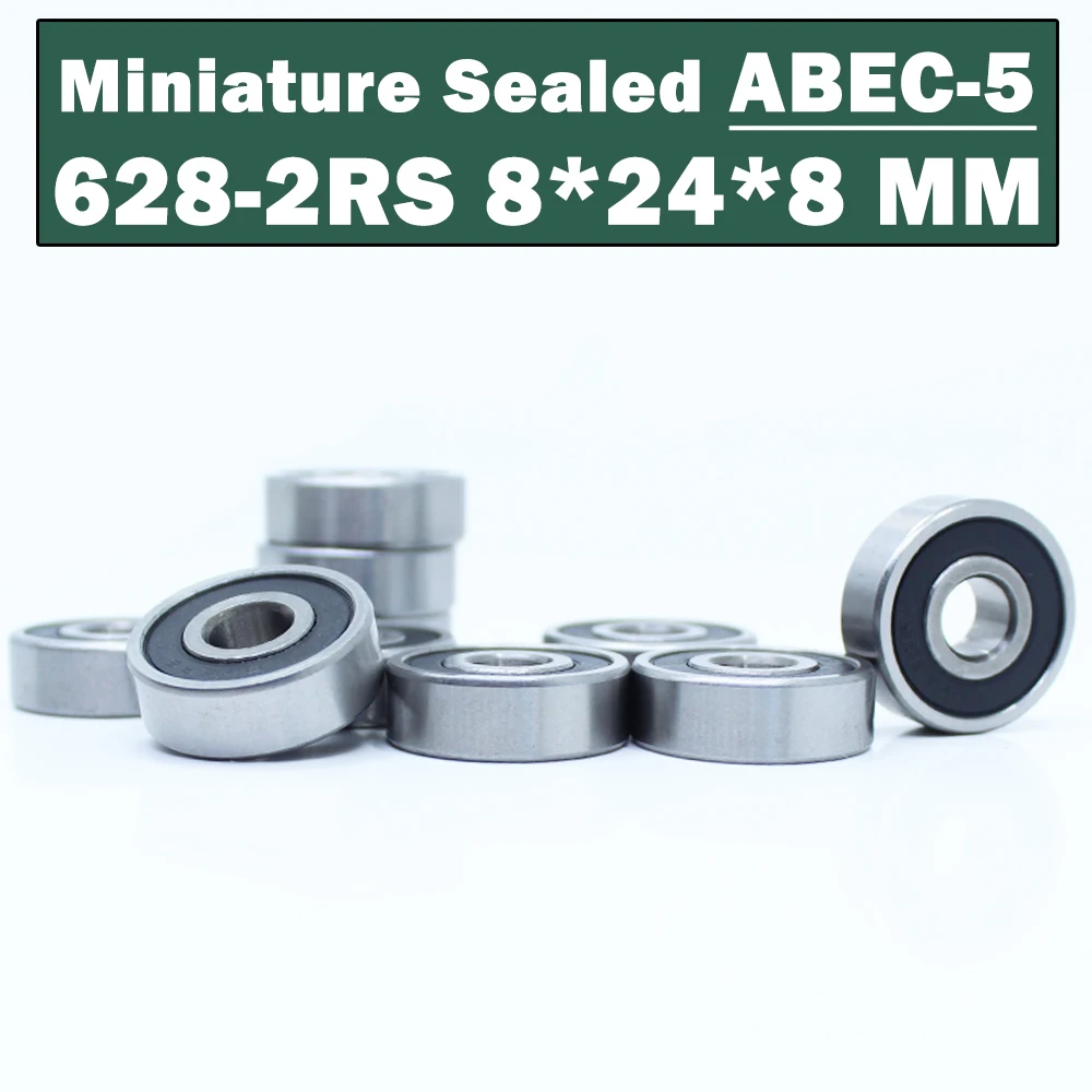 628RS Bearing ABEC-5 ( 10 PCS ) 8*24*8 mm Miniature Sealed 628-2RS Ball Bearings 628 2RS