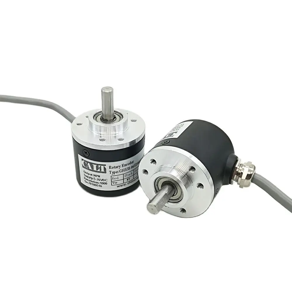 

Professional Incremental rotary encoder 12V 24V dc GHS38 cheap micro type 6mm shaft 100 -2000 pulses NPN output A B Z channels