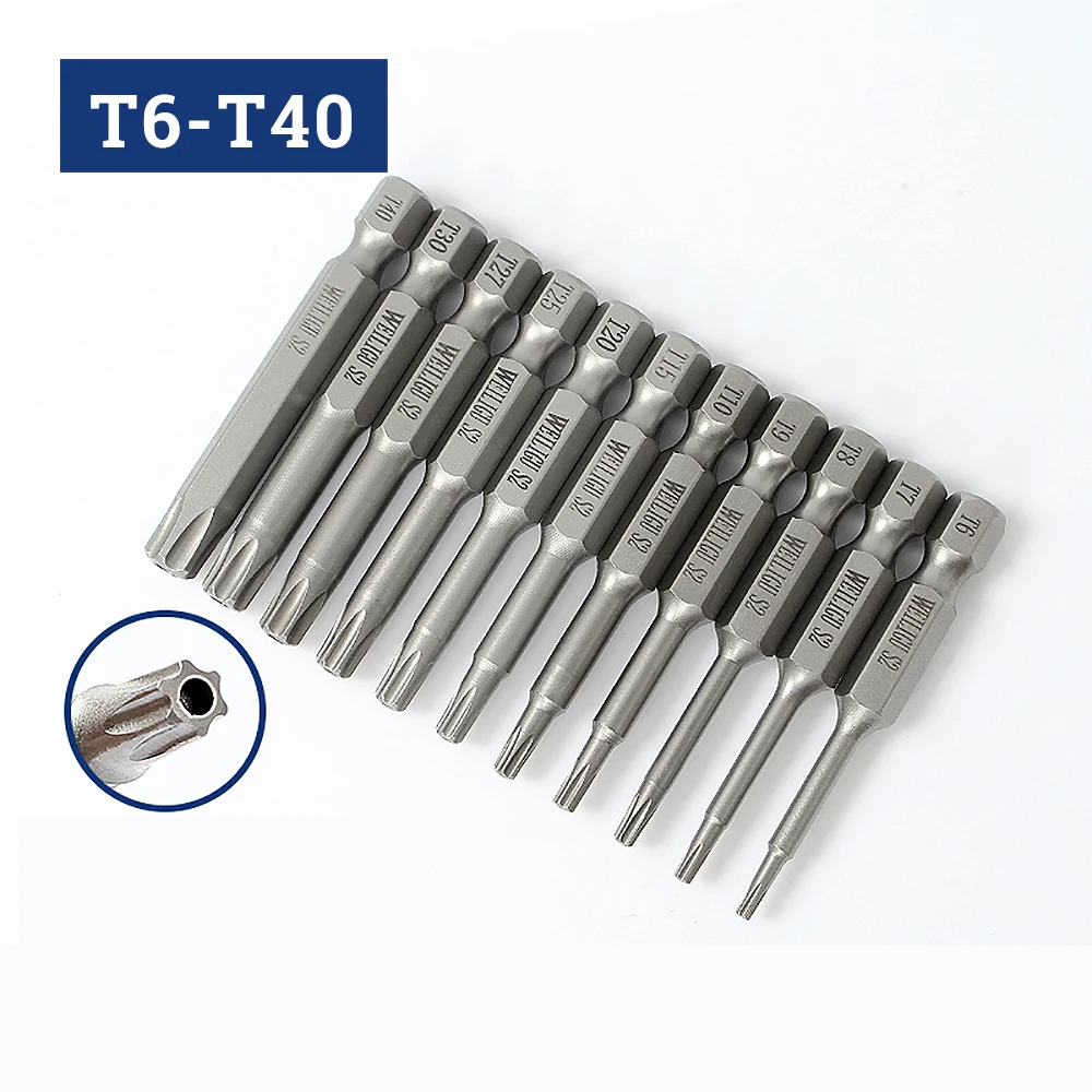 1/2/5 sztuk S2 ze stali stopowej wkrętak Torx bity 200mm długi magnetyczny śrubokręt bezpieczeństwa Bit 1/4 "Hex T10 T15 T20 T30