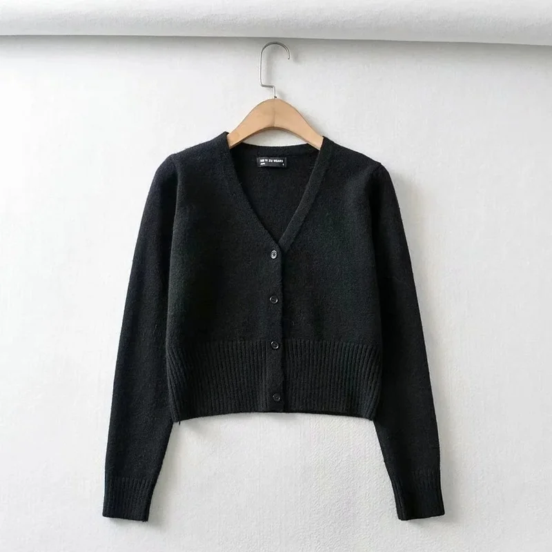 Knitting Casual 90s Vintage Cardigans V-Neck Button Long Sleeve Crop Sweaters Women Fashion Indie Style Clothes 2023 Autumn New