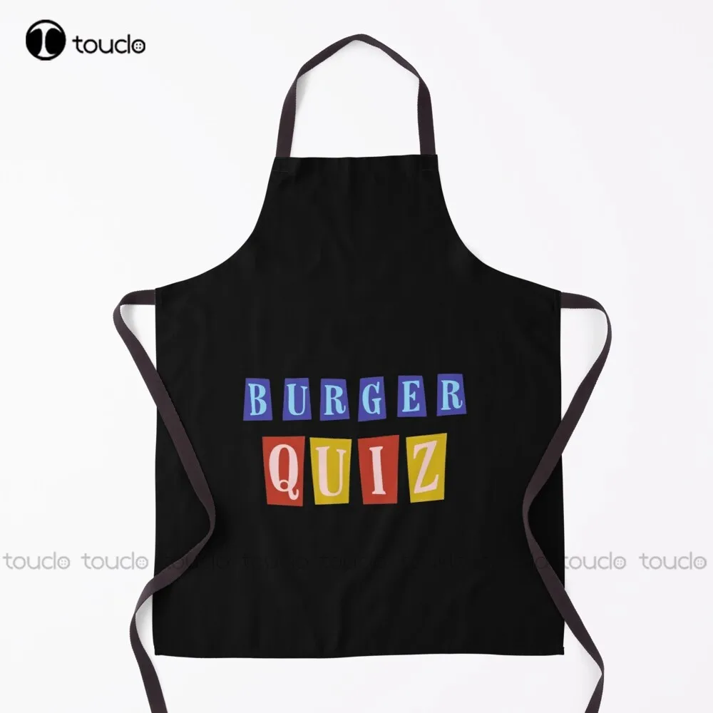 

Burger Quiz Apron Waiter Apron Personalized Custom Cooking Aprons Garden Kitchen Household Cleaning Unisex Adult Apron New