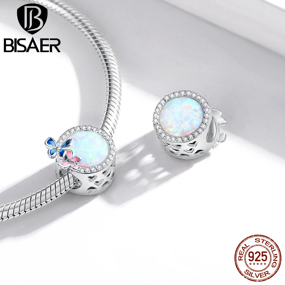 BISAER 925 Sterling Silver Dazzling Zircon Bead Dreamcatcher Colorful CZ Charms Fit Charm Silver 925 Original Bracelet Jewelry