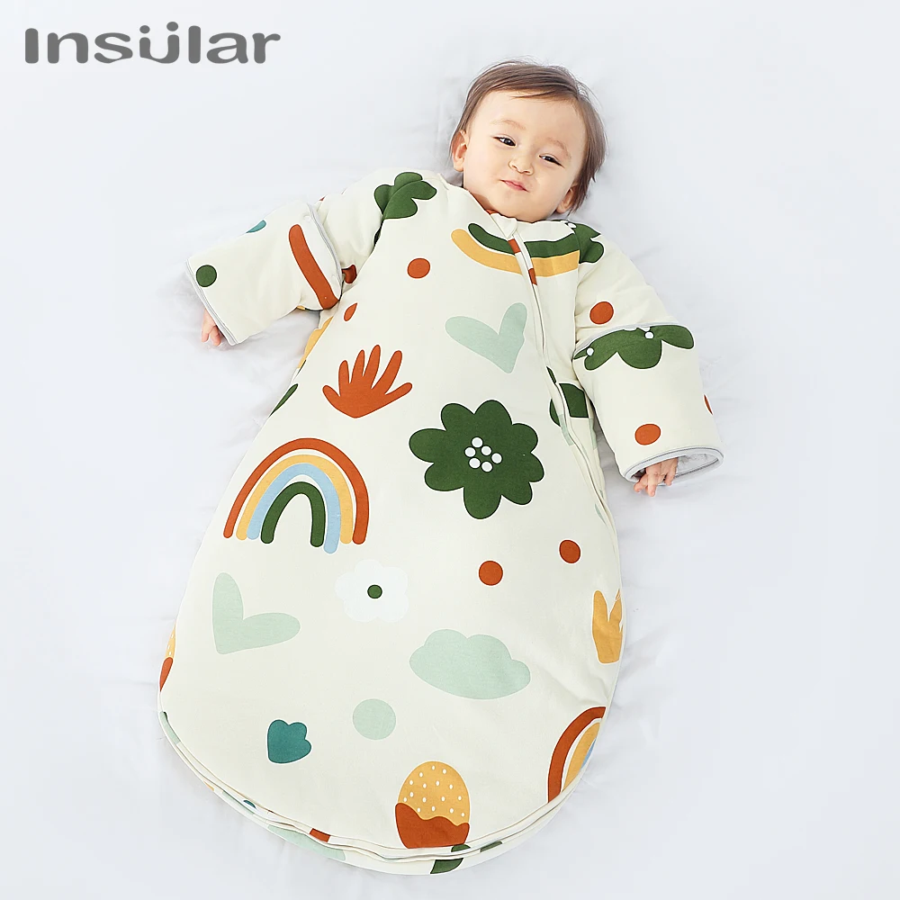 Baby Sleeping Bag Envelope Stroller Swaddle Footmuff Winter Warm Kids Sleepsacks with Zipper Detachable Sleeve Wearable Blanket