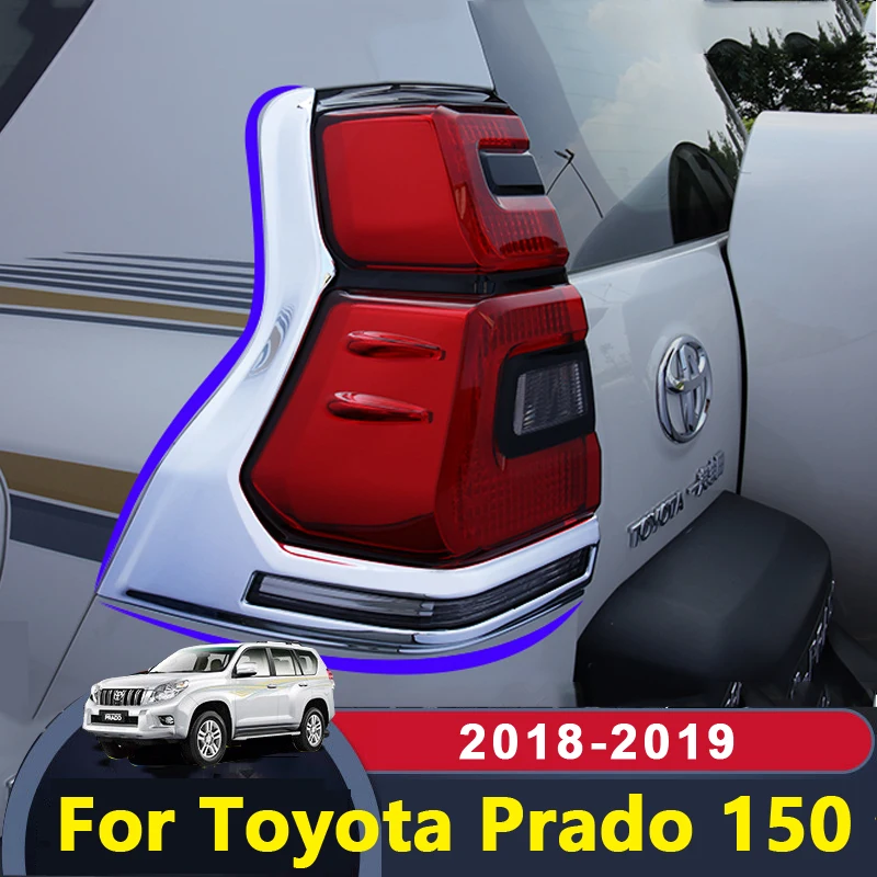 For Toyota Land Cruiser Prado 150 2018 2019 Exterior Accessories Chrome Car Rear License Frame Plate Cover Trim Protection Case