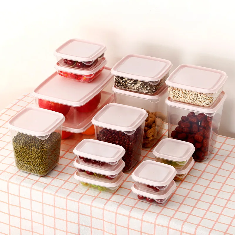 17 Pcs/set Transparent Kitchen Storage Container Box Food Container Refrigerator Organizer Snacks Nuts Fruits Storage Box Jars