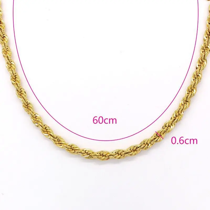 MxGxFam ( Full Size Choice ) Fashion Rope Chain Necklace For Men Women Yellow Gold Plated Lead and Nickel Free