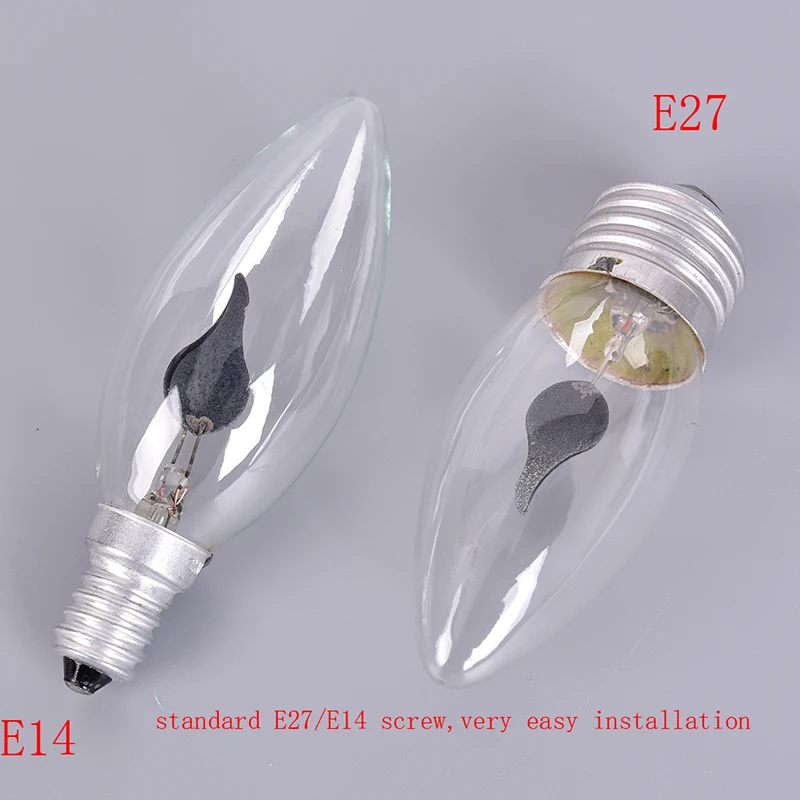 LED Edison Bulb E14 E27 3W Flame Fire Lighting Vintage Flickering Effect Tungsten Novel Candle Tip Lamp Orange Red