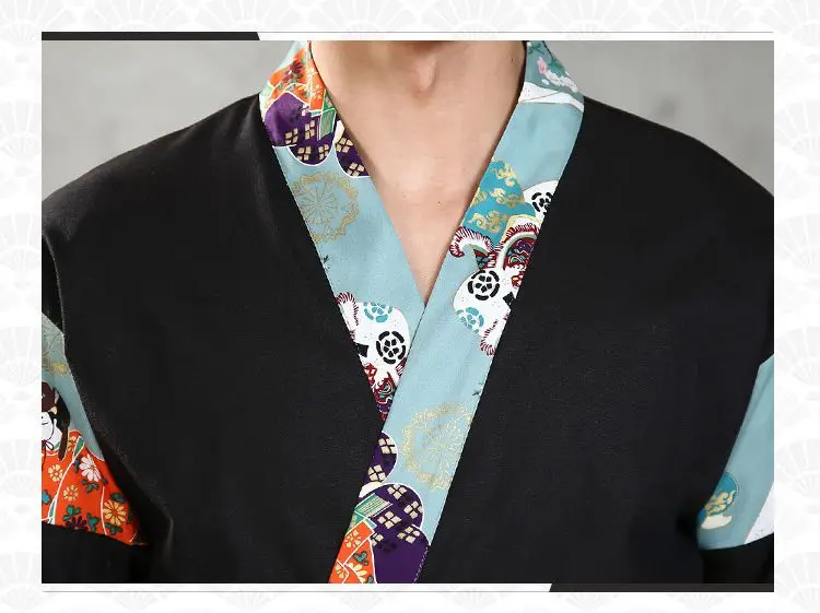 New Unisex Japanese Kimono Overalls Sushi Restaurant Chef Uniforms Cook Workwear Middle Sleeved