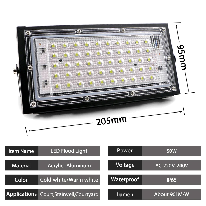 50W Led Flood Light AC 220V 230V 240V Outdoor Floodlight Spotlight IP65 Waterproof LED Street Lamp Landscape Lighting