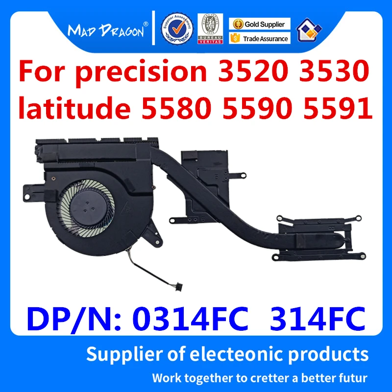 Laptop new Brand CPU Graphics Cooling Heatsink Fan Assembly For Dell precision 3520 3530 latitude 5580 5590 5591 0314FC 314FC