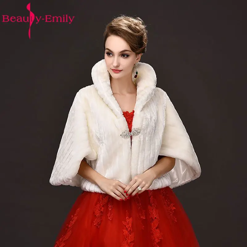 

Bridal Accessories Wedding Wraps Shawl Cloak Cape Jacket Bridal Bolero Winter Wraps Coat Stole Faux Fur Fabric For Brides