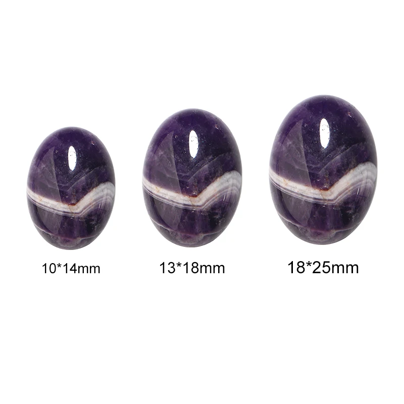 10pcs Natural Stone Oval Flatback 10x14/13x18/18x25mm Amethyst Cabochon Spacers For DIY Jewelry Making Earrings Accessories