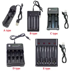 USB Rechargeable Battery charger 18650 14500 AA  AAA 1.2V 3.7V Li-ion Fast 1/2/3 port Slot 18350 Batteries charging