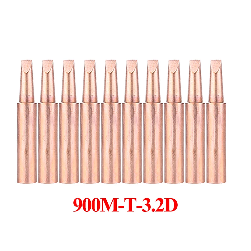 

10Pcs/lot Pure Copper Soldering Iron Tip 900M-T-3.2D Lead-free Welding Sting For 936 852D Soldering Iron Station