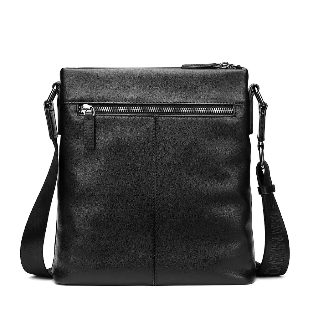 BISON DENIM Soft Genuine Leather Men Shoulder Bag 10.5\