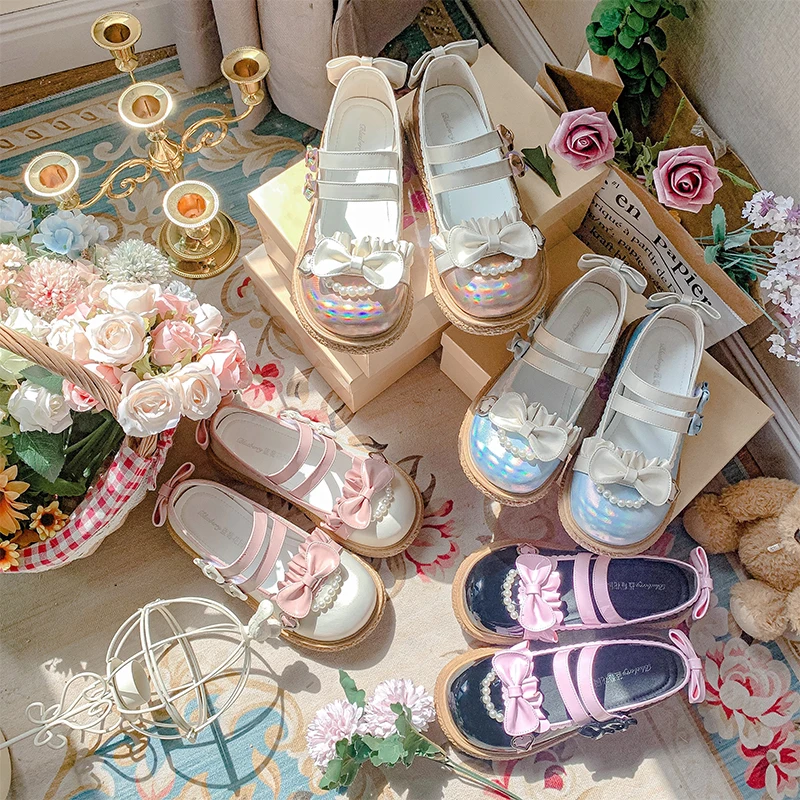 

Princess Tea Party Cute Lolita Shoes Japanese Summer Flat Round Head Lolita Shoes Student Shoes Kawaii Shoes Cosplay Loli