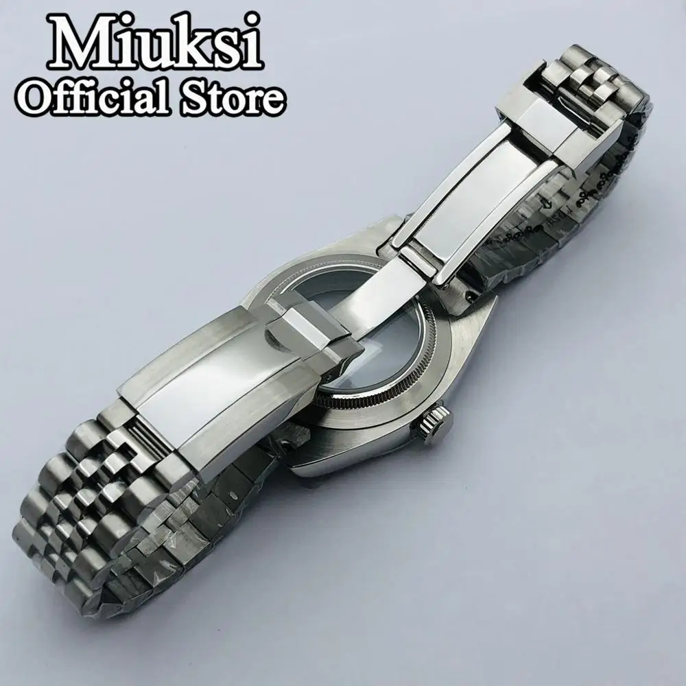 Miuksi 36mm/40mm sapphire glass silver watch case fit NH35 NH36 ETA2824 2836 Mingzhu DG2813 3804 Miyota8205 8215 PT5000 movement