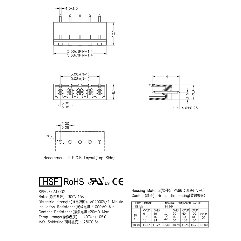 Imagem -05 - Pcb Plug-in Blocos Teminal Mstbva 25 hc 4-g5 08 Phoenix Contato Degson 10 Peças 5.08 mm 2edgvc 2ehdvc Kf2edgvc 5.08 2p 24 24p