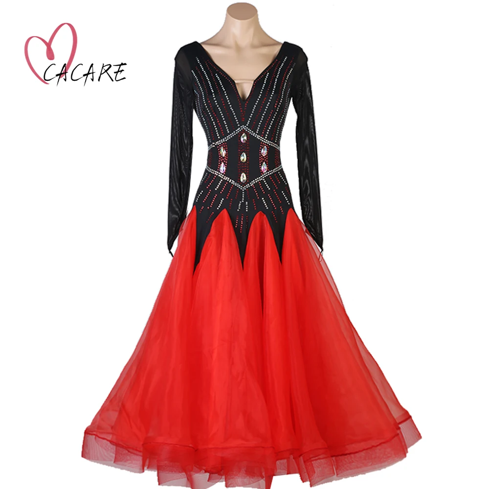 Padrão vestido de salão dança competição vestidos valsa moderno vestir traje feminino tango flamenco personalizar d1038 bainha grande