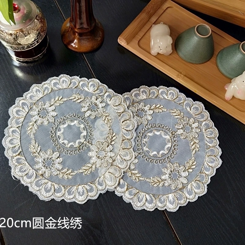 European Pastoral Lace Embroidery Delicate Home Restaurant Placemat Coffee Cup Fruit Plate Mat Coaster Jewelry Non-slip Pad