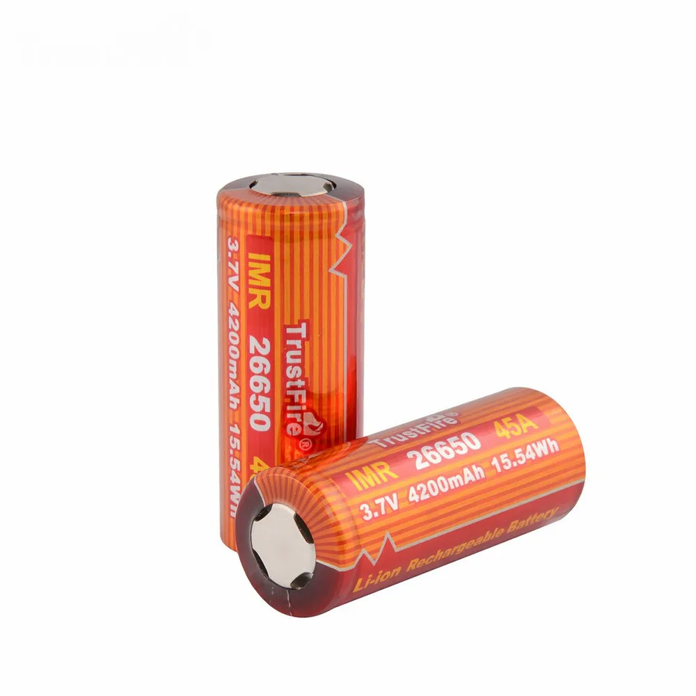 

TrustFire IMR 26650 Rechargeable Lithium Batteries 4200mAh 3.7V 15.54Wh for High Power LED Flashlights Li-ion Cells