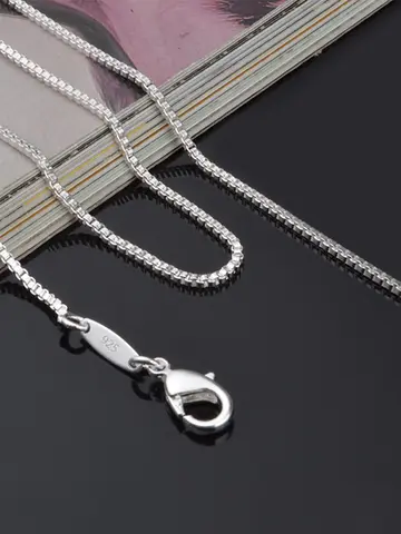 ZDADAN 100% Genuine 925 Sterling Silver 2mm Box Chain Necklace For Women Fashion Jewelry