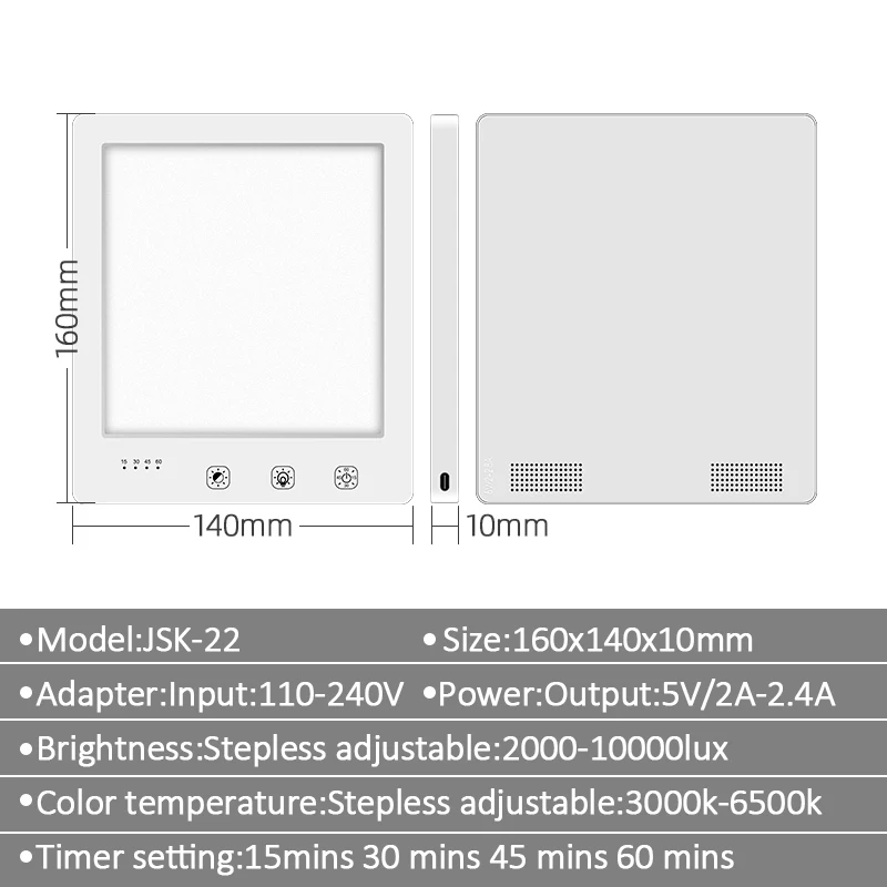 EU/UK/US Plug 5V SAD Therapy Lamp 3 Modes Seasonal Affective Disorder Phototherapy Simulating Natural Daylight SAD Therapy Light