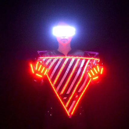 

Stage dance led light up costume Triangle luminous clothes new ds cheerleader sequin bar nightclub dj costumes