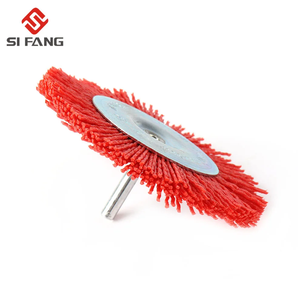 Nylon Cup Brush Abrasive Wire Wheel Brush For Drill Rotary Tool Wood Polishing Deburring 6mm Shank With 80-240Grit