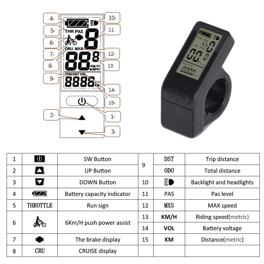 KT Display LCD4 Ebike LCD Display 36V 48V Electric Bike Accessories Computer for E Bike KT Kunteng Controller