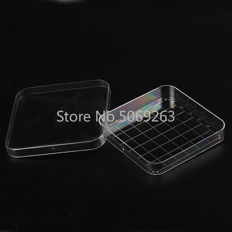 

20pcs/lot 10*10cm Lab Disposable Sterile Plastic Square Petri Dishes with With Grid Line Culture Plates Bacterial Yeast