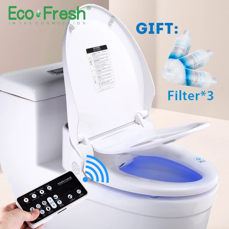 Ecofresh Intelligent Toilet Seat Electric Bidet Cover Smart Bidet heated toilet seat Led Light Wc smart toilet seat lid