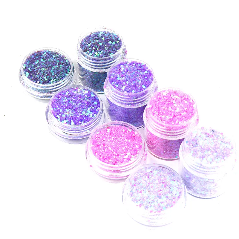 Purple Gradient Nail Sequin Glitter Powder Natural Effect Lamp Cure Natural Dry Nail Glitter Nail Art DIY Design Decoration 10ml