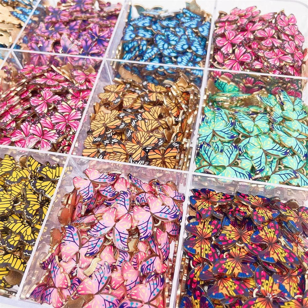 

Peixin 20Pcs/Set Color Printing Butterfly Charm Golden Animal Earrings Necklace Pendant Handmade DIY Jewelry Making Supplies