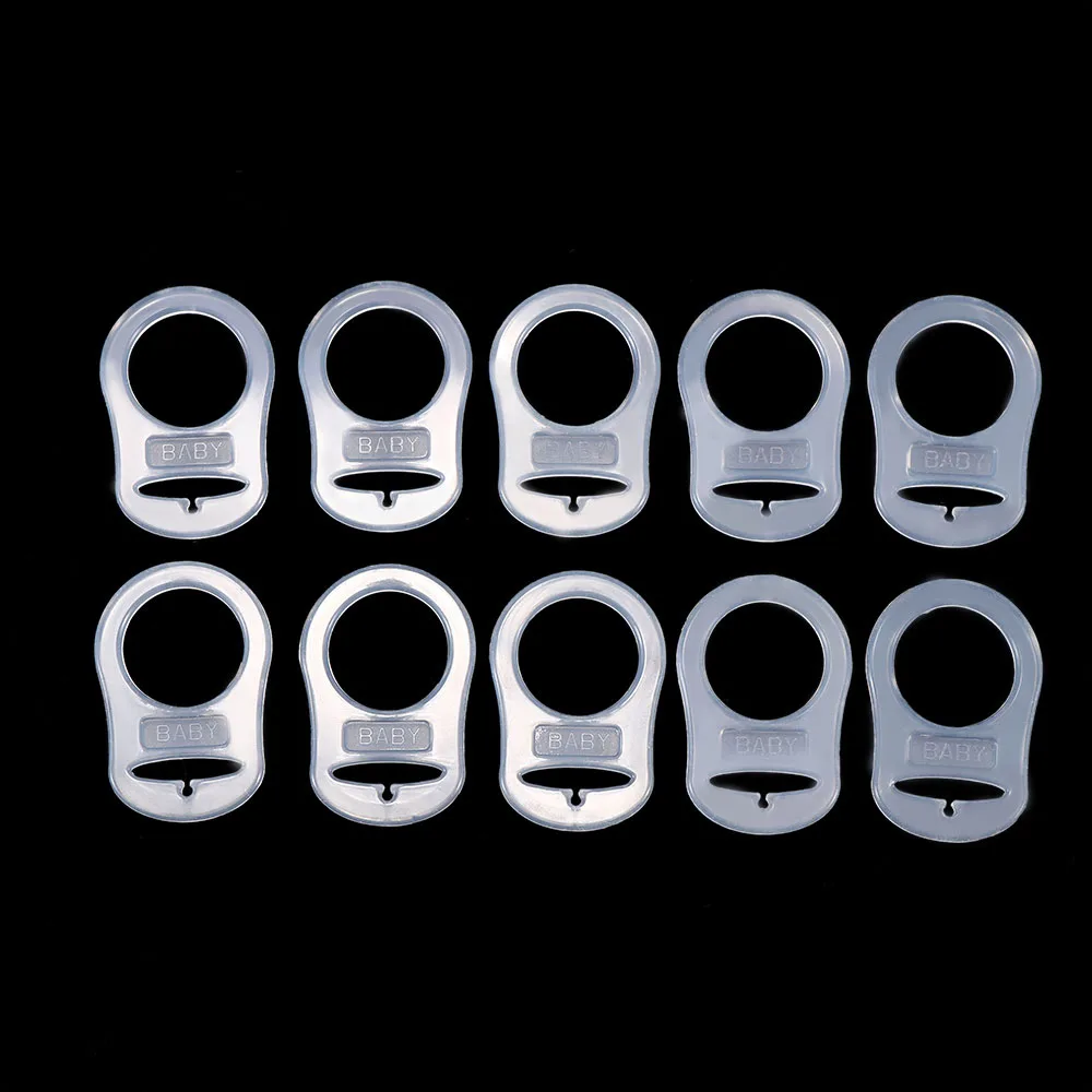 10pcs/set Baby Dummy Pacifier Holder Clip Clear Silicone Button Baby Mam Ring Dummy Pacifier Holder Clip Adapter Baby accessorie