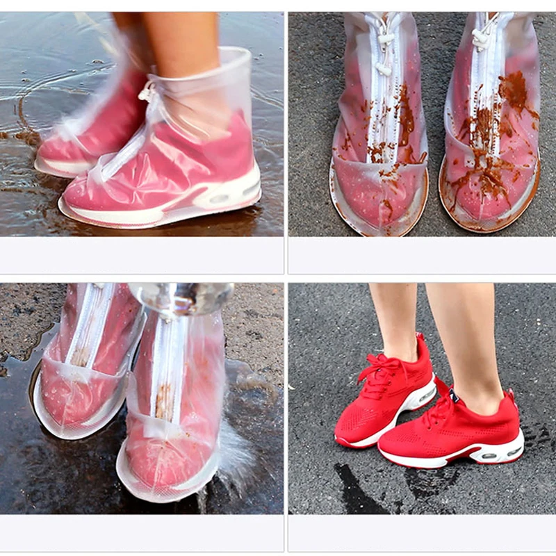 

Silicone Waterproof Shoe Cover High Quality Unisex Reusable Zipper Rain Boots Outdoor Antifouling Splash Water Rainy Necessary