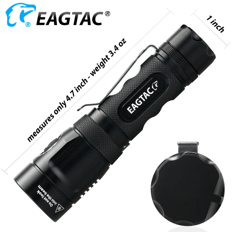 EAGTAC TX25C2 XML2 1350 Lumen Super Bright LED Flashlight  EDC Torch FREE 18650 3400MAH Battery Multi Mode Side Switch Strobe