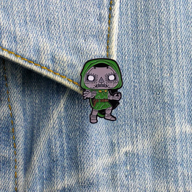 Broche de masque MF DOOM, broche d'art Hip Hop, Badge de dessin animé