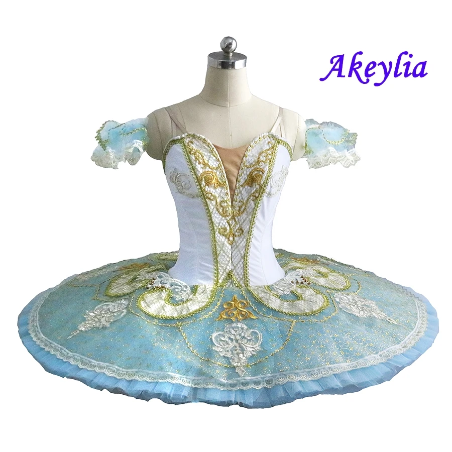 

White Blue Platter TUTU professional Stage Costume Roymanda Adult Competiton Performance Ballerina Pancake Tutu Paquita JN9097