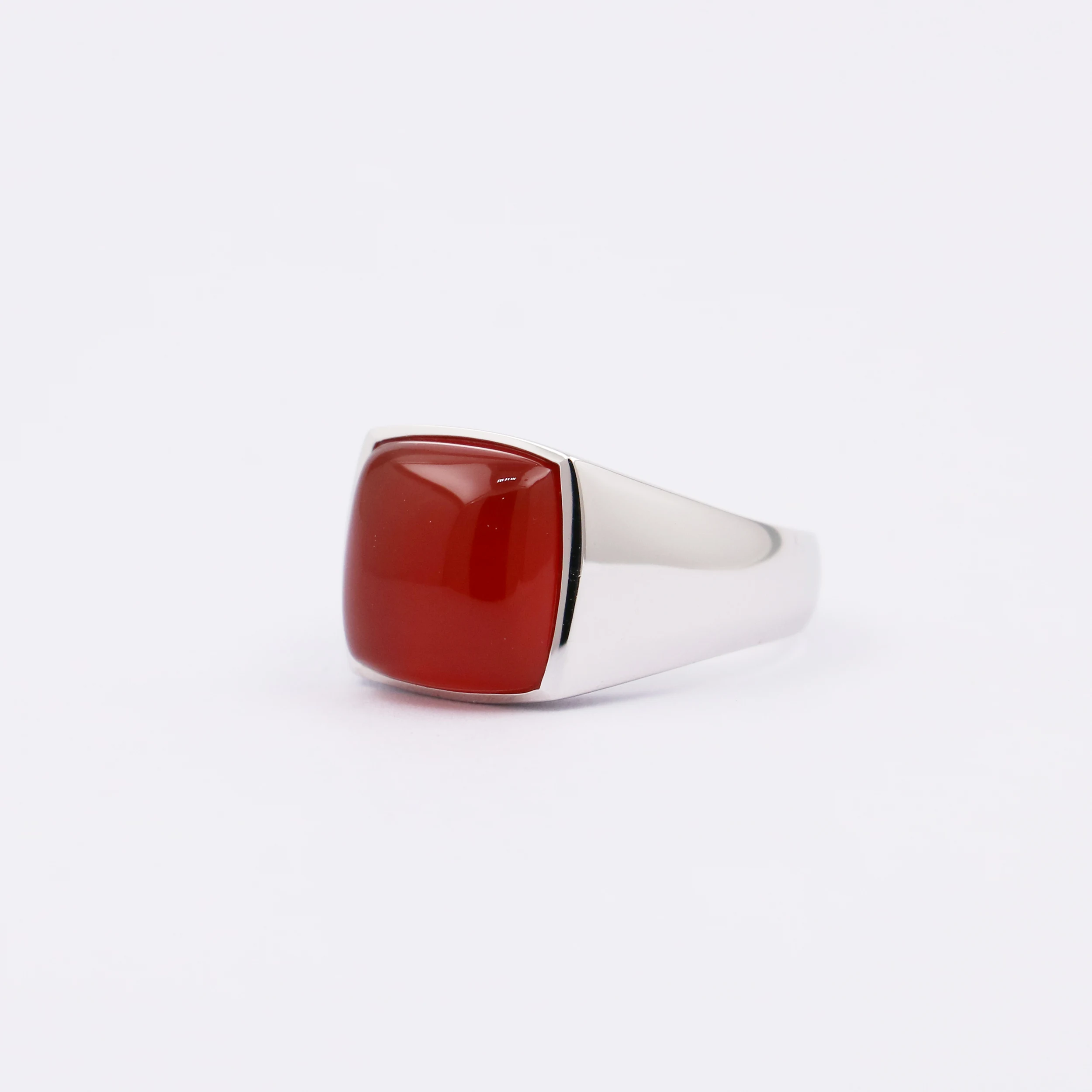 

Sterling Silver Silver Red Onyx Signet Ring For Men