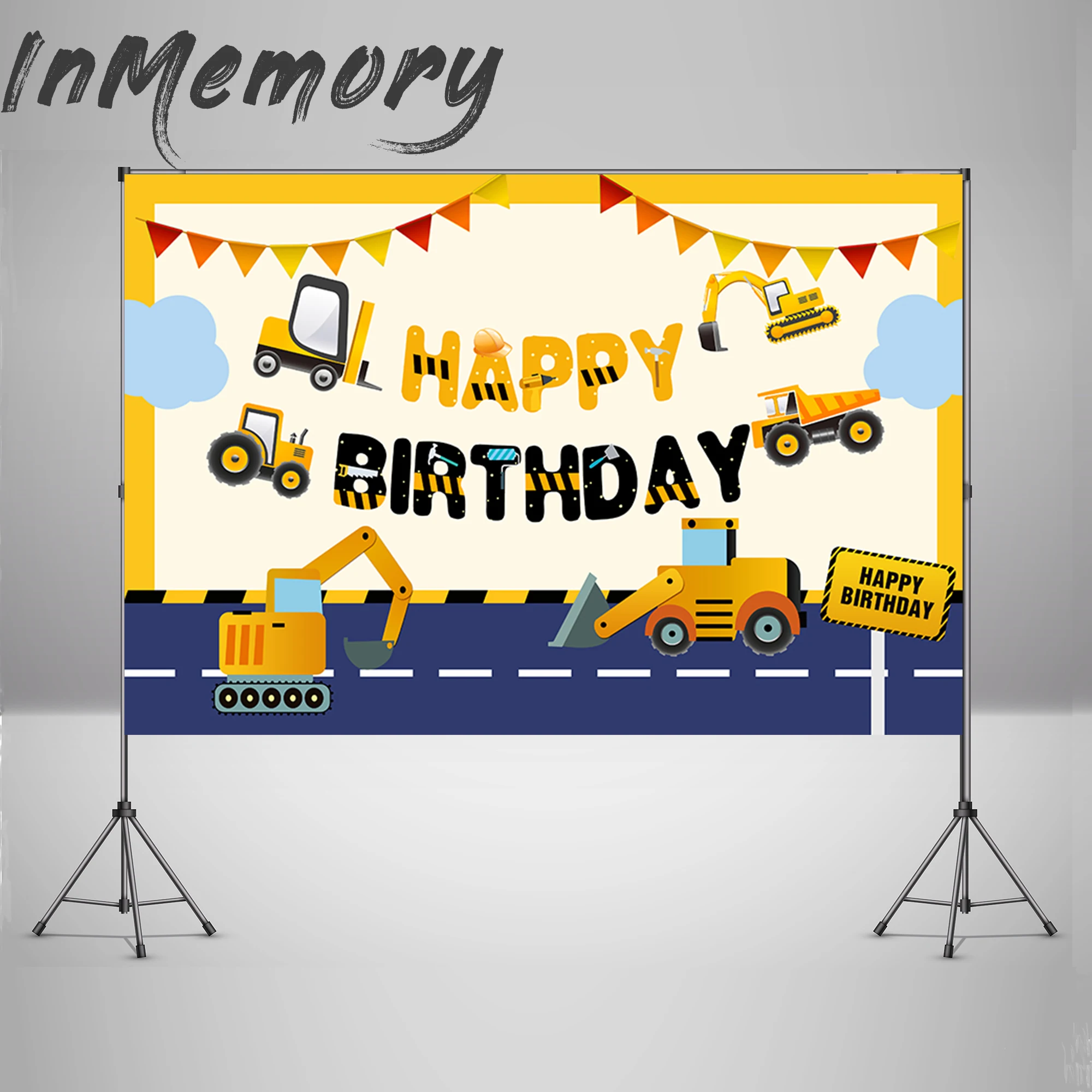 Excavator Photography Background Kids Baby Shower Construction Birthday Party  Banner Booth Backdrop Photo Studio