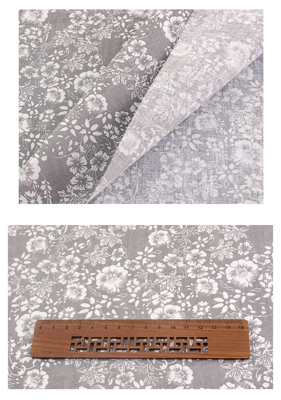 Teramila Vintage Floral 100 % Baumwolle bedruckter Stoff dünner Stoff für Puppen, Bastelmaterialien, Patchwork-Nadelarbeiten, Meterware – Detail 15
