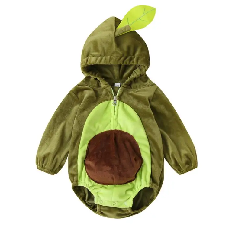 

Winter Baby Warm Hooded Rompers Newborn Infant Baby Avocado Long Sleeve Cotton Fur Hooded Romper Jumpsuit Clothes Costume