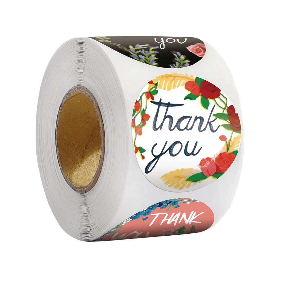 50-500pcs Thank You Label Sticker flower Adhesive Shipping Mail Labels Thank You for My Small Business Stickers Paper